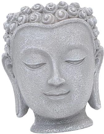 KiBcsLic Buddha-Kopf-Blumentopf, grau, kreatives Geschenk, dekorativer Blumentopf, Pflanzgefäß für den Schreibtisch, Style D