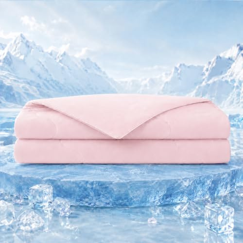 SilverChry Coperta Rinfrescante 150x200 cm, Q-Max >0,4 Coperta Refrigerante Letto, Copriletto Estivo Singolo Double Face, Leggera Traspirante Anallergica, Coperta Estiva Matrimoniale (Rosa)
