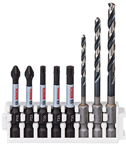 Bosch Professional 8tlg. Impact Control Schrauberbit und Metallbohrer Set (Metall, Pick and Click, HEX-9, Zubehör Schlagschrauber Bohrschrauber)