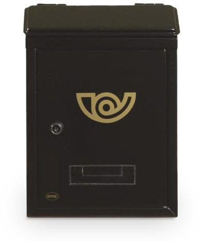 Amig - Cassetta Postale Esterna Mini | Realizzata in Acciaio Legato | Misura: 29,5 X 21 X 6,2 cm | Riceve la Posta in Modo Sicuro | Facile Installazione | Include 2 Chiavi | Colore Nero