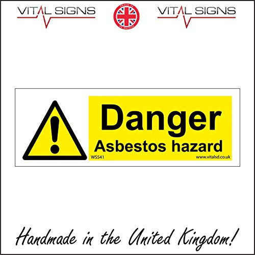 WS541 Warning Sign DANGER ASBESTOS HAZARD Signs 150mm x 50mm MAGNETIC - VEHICLE GRADE