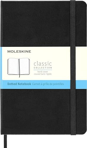 Moleskine Classic Notebook, Taccuino con Pagine Puntinate, Copertina Rigida e Chiusura ad Elastico, Formato Medium 11,5 x 18 cm, Colore Nero, 208 Pagine