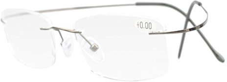 Eyekepper Lesebrille Titan Randlos +1,00 Gunmetal Damen Herren | Ultraleichter Titanrahmen, rahmenlose Konstruktion, komfortabel beim Lesen, modernes Design für Frauen und Männer im Alltag