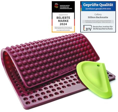 Collory® mini Halbkugel (1cm) Silikon Backmatte und Teigschaber Set zur Herstellung von Hundekekse und Hundeleckerlies DIY, Katzen Leckerli, Hitzebeständig & Antihaftend, Lebensmittelecht BPA-frei