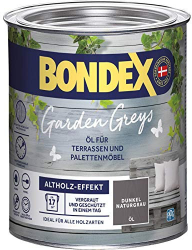 Bondex Garden Greys Öl Dunkel Naturgrau 0,75 L für 13 m² | Altholz-Effekt | Betont die natürliche Holzmaserung | Vergraut und schützt | Seidenglänzend | Holzlöl