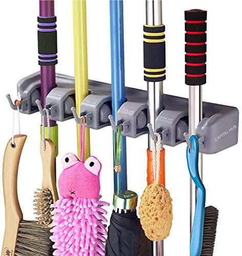 Besen- und Wischmopp-Halter, Wandmontage, Edelstahl, Mopphalter, robuste Haken, Aufbewahrung, Organisation für Waschküche, Garten, Garage, Schrank, Küche, Utensilien, Organisation, Rechen, 2 Stück