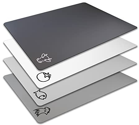 Fotouzy Flexible Plastic Cutting Board Mats with Food Icons, BPA-Free, Non-Porous, 100% Non-Slip Back and Dishwasher Safe, Unique Modern Neutral Colors, Set of 4