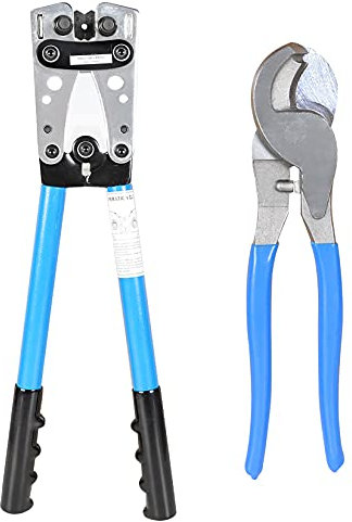 findmall 6-50mm² Battery Cable Lug Crimper Tool Wire Crimping Tool Pliers with Cable Cutter for 10, 8, 6, 4, 2 and 1/0 AWG Crimping Wire Cable Wire Cable Cutting and Crimper