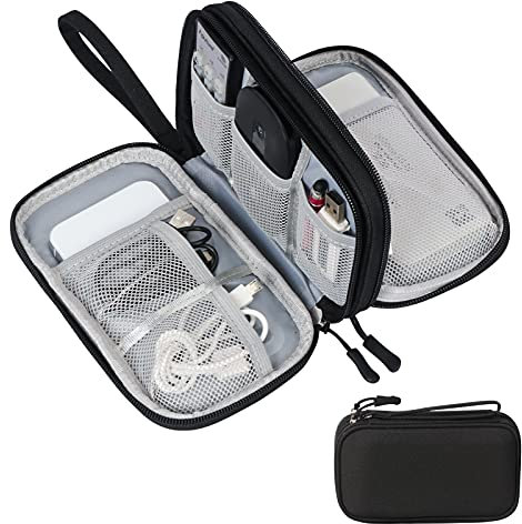 Skycase Kabeltasche,Elektronische Tasche,Elektronikzubehör Organizer,Tragbare Kabelorganizer,Doppelte Kabel Tasche für Elektronische Accessoires USB Powerbank SD-Karte Ladekabel,Schwarz