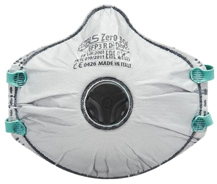 BLS Zer0 30C Facciali Filtranti Riutilizzabili FFP3 R D. 10 Mascherine a Coppa con Valvola di Espirazione e Carboni Attivi. Per Polveri, Cattivi Odori, Falegnameria, Edilizia e Fai da Te