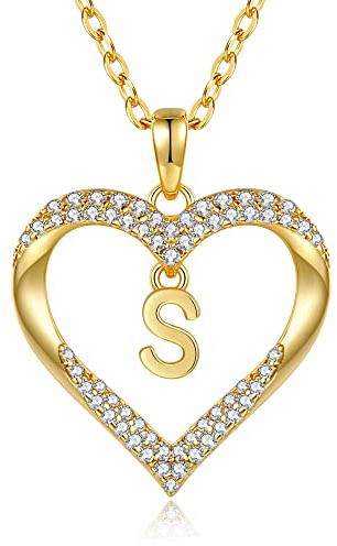 CDE Kette Damen 18K Vergoldet Halskette Initialen Herz Anhänger Buchstabenkette für Damen A-Z Personalisiert Kette Schmuck Geburtstags Geschenk für Teenager Mädchen Frauen Valentinstag Weihnachten | Geburtstags Geschenk für Sie Initiale Herz Anhänger Buchstabenkette für Valentinstag Weihnachten Schmuck Frauen Freundin