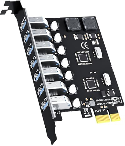 GLOTRENDS U3057 7-Port PCIe USB A Erweiterungskarte (USB 3.2 Gen 1), Kompatibel mit Windows und Linux (unterstützt Nicht Mac OS)