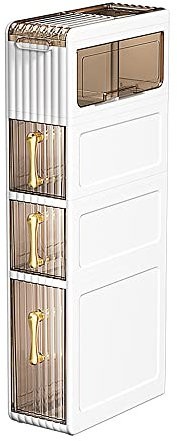 MAGIC SELECT Organizer da Bagno Stretto. Armadio Ausiliario con Ruote per Spazi Ristretti. Mobile Laterale con 4 Cassetti Compatti