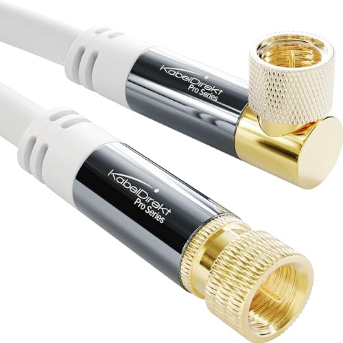 KabelDirekt – 4K SAT Kabel, Koaxialkabel, TV Kabel, F-Stecker – 90° gewinkelt/gerade – 12,5m – In Deutschland entwickelt (Satellitenkabel für Fernsehen/Radio/Internet, DVB-T2/DVB-C/DVB-S2, weiß)