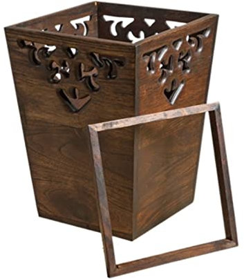 KYUSAR Cubo de Basura Papelera Bote De Basura De Madera Papelera Papelera Contenedor De Basura para Baños Salas De Polvo Oficinas En El Hogar Bote de Basura (Blue : Bronze, Size : 23 * 30cm)
