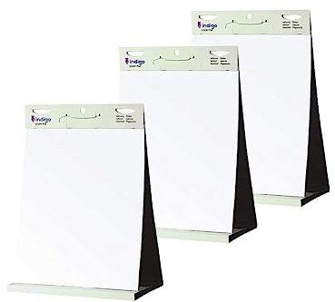 indigo® Tabletop Self Stick Flipchart Pad [20 Sheets] - 70 gr/m² Paper, 58,5 x 50 cm - Portable and Versatile for Creative Expression and Organization - (Pack of 3)