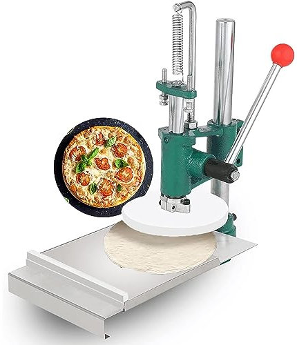 McbeAn Sfogliatrice Manuale per Pasta, Pressa per Pizza in Acciaio Inossidabile con Maniglia Risparmio di Manodopera, Piastra Rotonda da 12-22 Cm Opzionale, Base in Ghisa, per Uso Commerciale