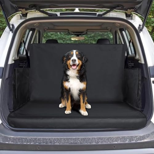 CaiTang Protection Coffre Voiture Universelle pour Chien, Housse Protection de Coffre de Voiture, Imperméable & Antidérapant 155 x 104 cm, Couverture de Coffre pour Plupart Voitures, Noir