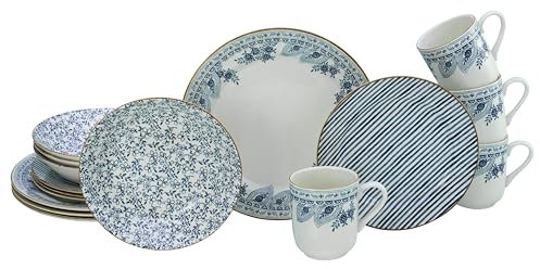 CreaTable, 10000, série Euböa, set de vaisselle 16 pièces, service combiné en faïence