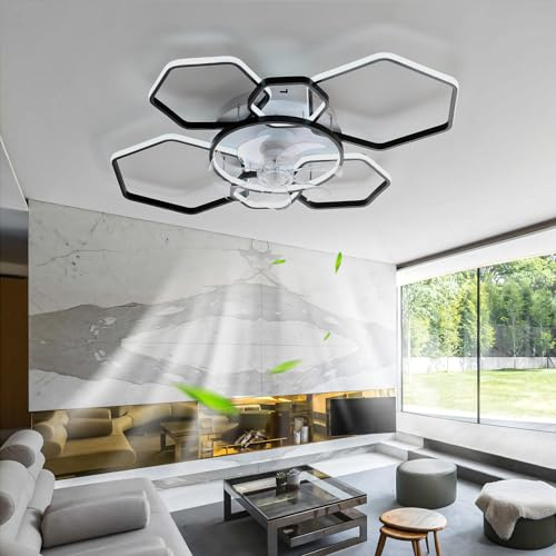 Dceinz Grande Ventilatore Da Soffitto Con Luce LED Dimmerabile Camera Da Letto Plafoniera Con Ventilatore Da Soffitto Telecomando Silenzioso Reversibile Luce Con Ventilatore Moderno 6 Velocità