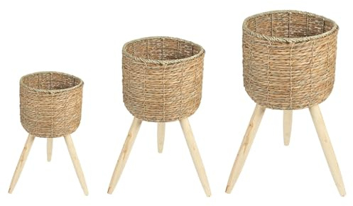 IDIMEX Panier Rangement LANZI en Jacinthe d'eau, Lot de 2, Boîte Rangement Fibre Naturelle avec Poignées, Pliables pour Rangement Salle de Bain, Coloris Naturel, 32 x 32 x 15 cm