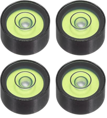 QUARKZMAN 4 Piezas Nivel de Burbuja Redondo 15x8mm Mini Bullseye Niveles de Espíritu Circulares para Nivelar Cámaras Trípodes Telescopios Tocadiscos Marcos de Imágenes, Negro Verde