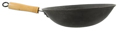 TOPBATHY Sartén Wok de Estilo Chino Sartén para Saltear para Cocina de Inducción Diseño de Mango Ergonómico Aislamiento Térmico Fondo Redondo Resistente de 30 Cm