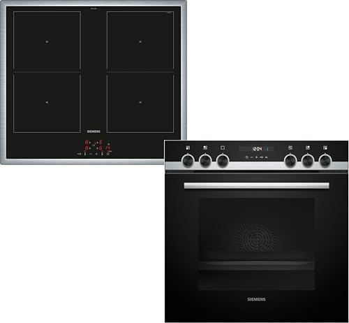 Siemens iQ500 Einbauherd Set mit Induktionskochfeld 60 x 60 cm EQ522DA1ZM | Made in Germany, Schnellaufheizung, Automatisch zu perfekten Ergebnissen, Gleichmäßige Hitzeverteilung, Sanft und leise