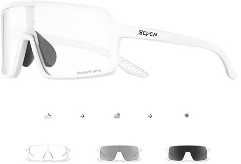 SCVCN cykelglasögon självtonande för män kvinnor fotokroma sport solglasögon klara vägcykel glasögon TR90 ram snabb cykling MTB cykelglasögon med UV400 skydd sportglasögon för löpning körning