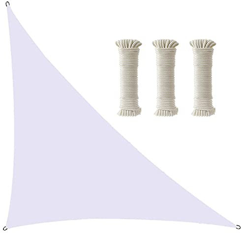 Outdoor Triangle Sun Shade Sail Canopy Waterproof Awning Parasol for Patio Backyard Hot Tub White 3x3x4.3m Includes Free Rope