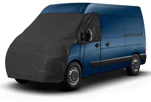 Opaltool Bâche de Protection Thermique Camping Car pour Renault Master Nissan NV400 Interstar Opel Movano, 420D Bâche de Protection Pare-Brise Camping Car Integrale avec 10 Bandages et Aimants