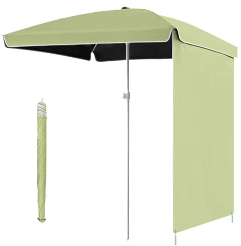 Ombrellone da spiaggia quadrato con parete laterale, 200 cm, protezione dai raggi UV, parasole da giardino per campeggio, resistente al vento, portatile, verde