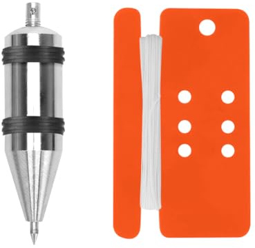 Große Senklot 300g A3 Stahl verchromt 10cm Länge 2.7cm Durchmesser erweiterbarer Kopf 0.8cm Spitzen Durchmesser 5m Schnur ideal für präzise Ausrichtung und Bauarbeiten