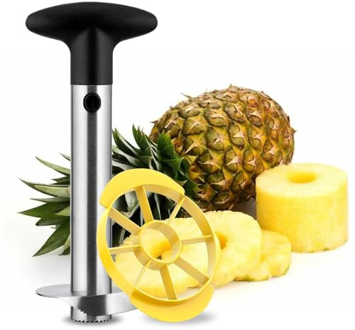 Yeqqzq Pineapple Corer and Slicer Tool, Sharp Pineapple Cutter with Serrated Tips, Stainless Steel Core Remover for Pineapple