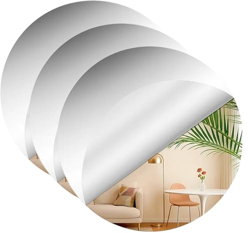 HcvGcm Spiegel Zum Aufkleben, 3 Stück 20cm Klebespiegel Für Die Wand, Dekorative Spiegel Für Wohnzimmer Und Schlafzimmer, DIY Wanddekoration