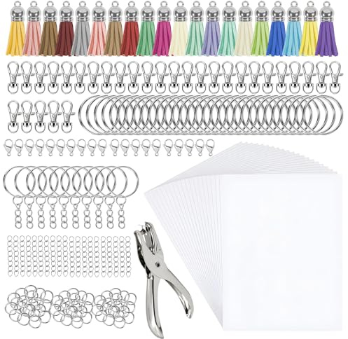 251er Set Schrumpffolie Schlüsselanhänger Mit Schrumpffolie A5 – Für DIY, Basteln Für Teenager, Schlüsselanhänger Basteln Kinder, Schrumpffolie Anhänger, Bastel Set Zur Handwerklichen Gestaltung