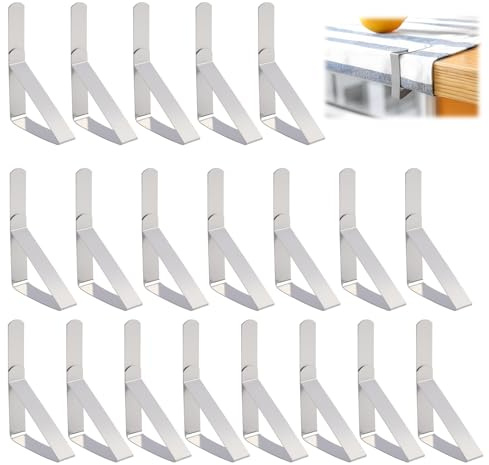 PaYuanRaoTi 20PCS Tischdeckenklammern, für Dicke Tische, Edelstahl Tischdeckenhalter für Outdoor, Klammern für Tischdecken, Halter für Tischtücher, Tischtuch Klammern für Stabile Fixierung