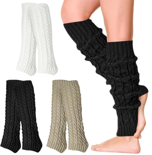 LTANQIN 3 Paare Winter Stulpen Damen, Leg Warmers, Warme Beinstulpen Strick, Beinwärmer, Stulpen Für Damen, Beinstulpen damen Stricken Legwarmers für Winterwärmer, für Winter Frühling und Herbst