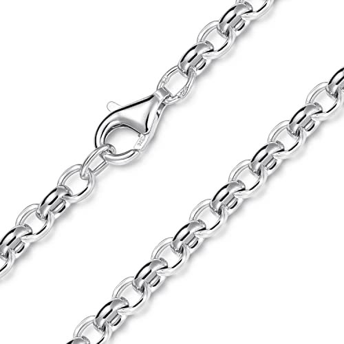 MATERIA by Matthias Wagner Erbskette 925 Silber 4mm Halskette Herren Damen Kette 40-70 cm rhodiniert oval K67, Länge Halskette:70 cm