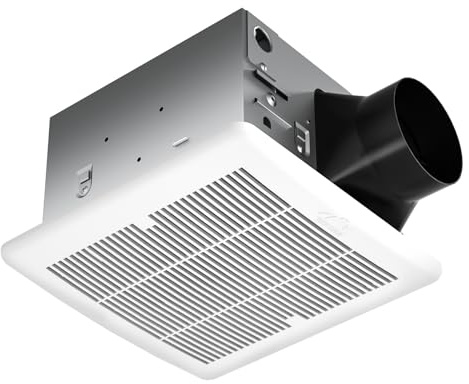 Tech Drive Bathroom Fan with Humidity Sensor,110 CFM,4 Inch Duct | Super Quiet 1.5 Sone,,No Attic access Needed Installation,HVI and Energy Star Certified,Easy to Install,White Grille