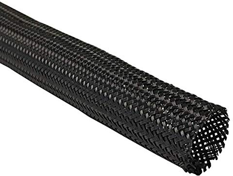 Techflex 1/2 Inch Flexo Clean Cut Braided Cable Sleeve - Black - 10 Feet