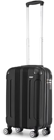 KONO Trolley Handgepäck Koffer 55x35x20cm Rollkoffer Reisekoffer mit 4 Rollen und Schloss (Schwarz)