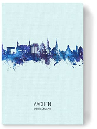 artboxONE Leinwand 60x40 cm Städte Aachen Germany Skyline Dark Blue von Michael Tompsett
