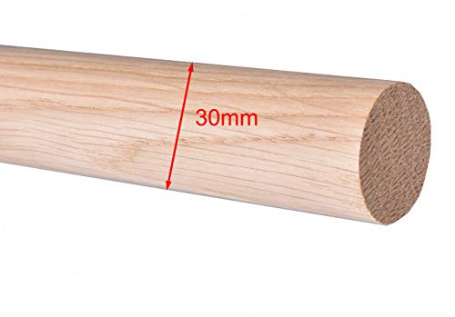 Eiche Rundstab, Rundholz, Treppensprosse, 1000mm lang, Ø 30mm, geschliffen und geölt, KEINE BAUMARKTQUALITÄT