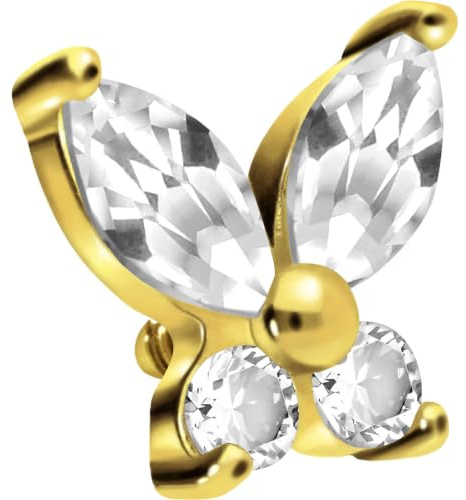 PIERCINGLINE Titan Schraubaufsatz mit Außengewinde 0,9 mm KRISTALLSCHMETTERLING Piercing Aufsatz Ersatz Farbauswahl