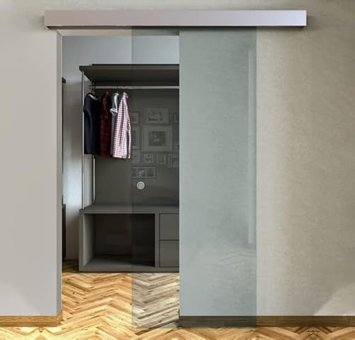 PORTA SCORREVOLE ESTERNA IN VETRO TRASPARENTE MISURA (80X210)