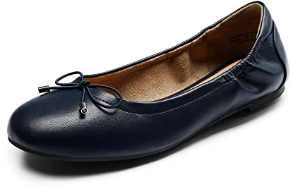 DREAM PAIRS Womens Ballet Flats Bow Slip-on Pumps Work Smart Office Formal Comfort Dolly Shoes,Size 6.5,Navy,SDFA2310W-E