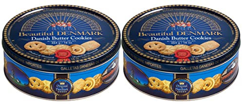 2X Jacobsens Bakery, Biscotti Danesi Originali al Burro Beautiful Denmark Danish Butter Cookies, 454gr [2 Pezzi]