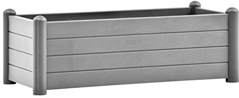 vidaXL Garten Hochbeet Pflanzkasten Pflanzbeet Gemüsebeet Blumenbeet Blumenkasten Frühbeet Gartenbeet Blumenkübel Pflanzkübel PP Steingrau 100x43x35cm