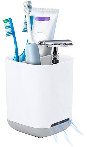 Zahnbürstenhalter, Zahnputzbecher, Abnehmbarer Zahnbürstenhalter Kunststoff, Toothbrush Holder, Badezimmer Elektrischer Zahnbürstenhalter mit Abflussloch, 2 Zahnbürstenfächer+1 Aufbewahrungsschlitz